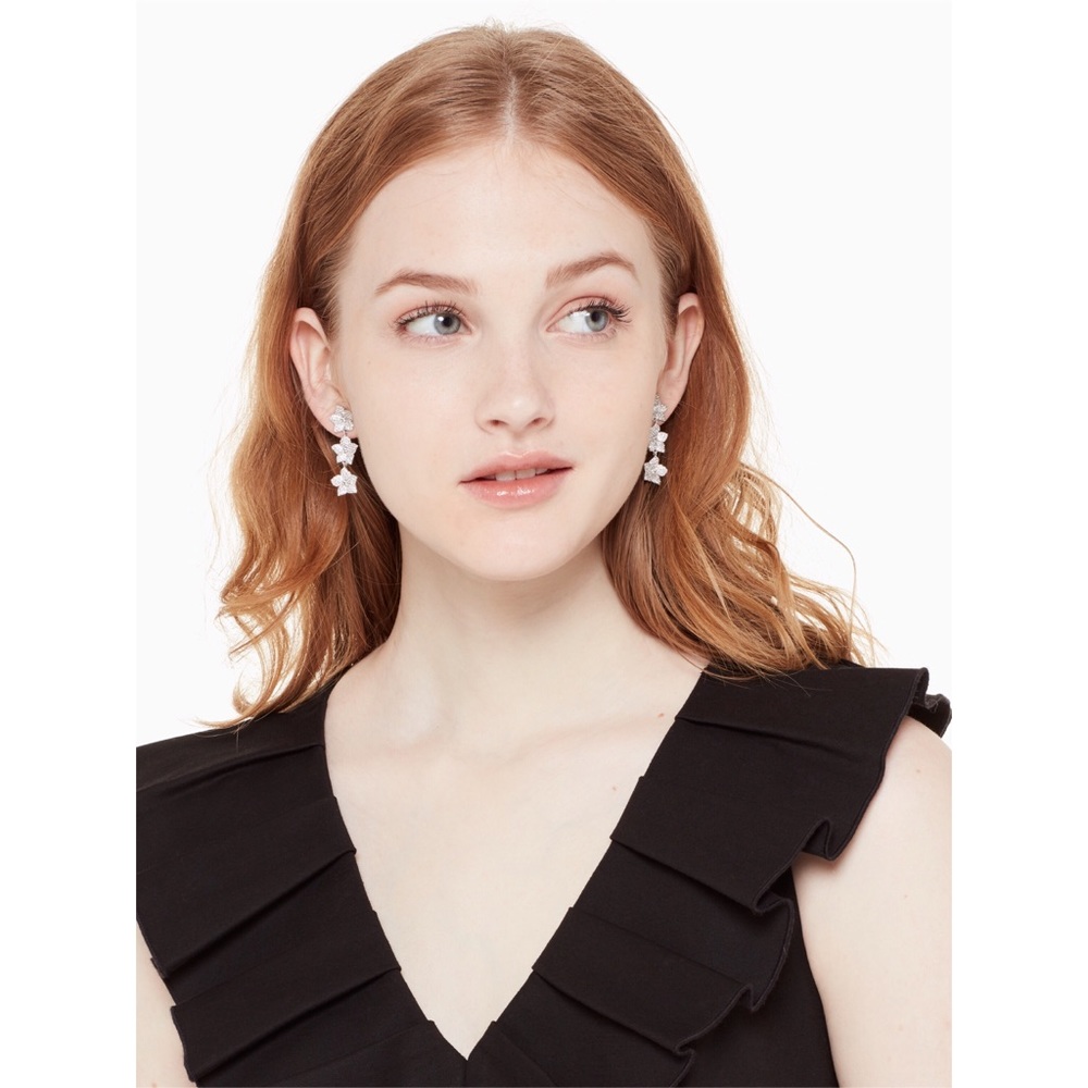 KATE SPADE • Blooming Pavè Linear Earrings - Picture 2 of 8